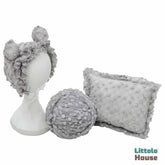Baby Popcorn Knit Bonnet with Stretch Wrap SR012 | Set of 2 | 3M | Grey
